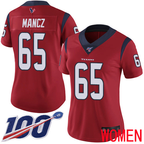Houston Texans Limited Red Women Greg Mancz Alternate Jersey NFL Football 65 100th Season Vapor Untouchable